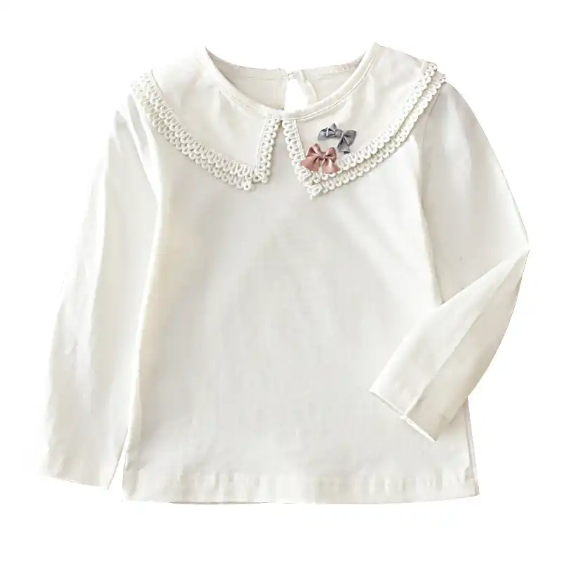 camiseta basica blanca manga larga niña