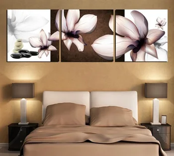 

Drop Shipping Hot Sell 3 Panels Modern Wall Painting Picture Purple/Grey Flowers Home Decorative Art Picture Paint On Canvas