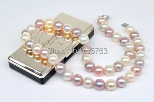 

xiuli 0015481 elegant 9-10mm south sea white pink purple pearl necklace