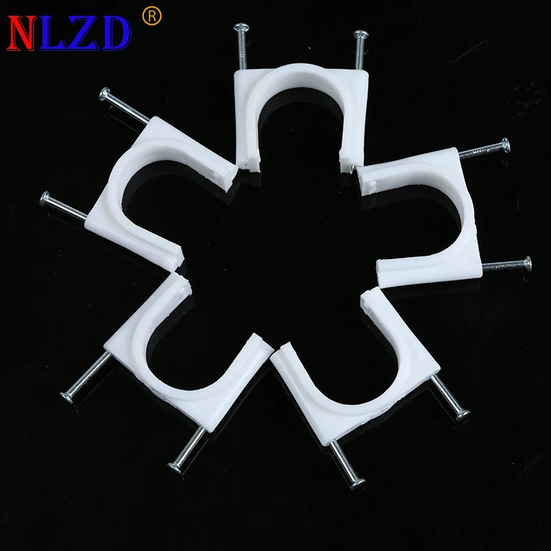 30mm Circle Path cable clips Round white double steel metal nail wire