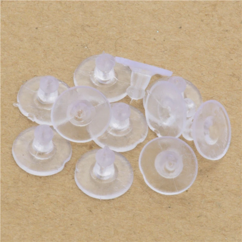 

100pcs/lot Earrings Jewelry Accessories Rubber Back Silicone Round Ear Plugging Blocked Plastic Earring Back Stoppers for DIY