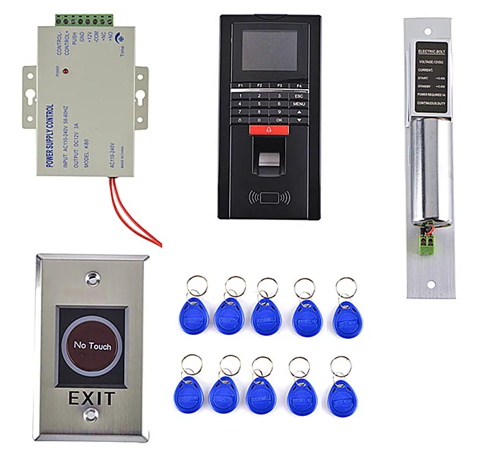 

IR NO Touch Door Button +125KHz RFID Fingerprint Keypad ID Card Reader Access Control System Kit + Key Card