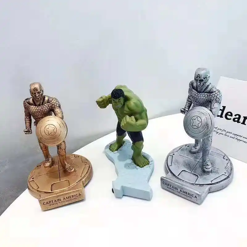 [Crafts] Creative The avengers Captain America Hulk Iron man Phone holder figure model ornament Statue Home Decorations toy gift