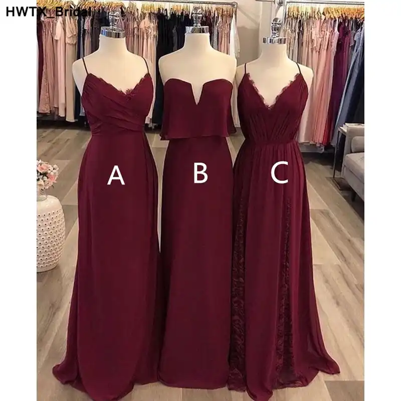 long burgundy chiffon dress