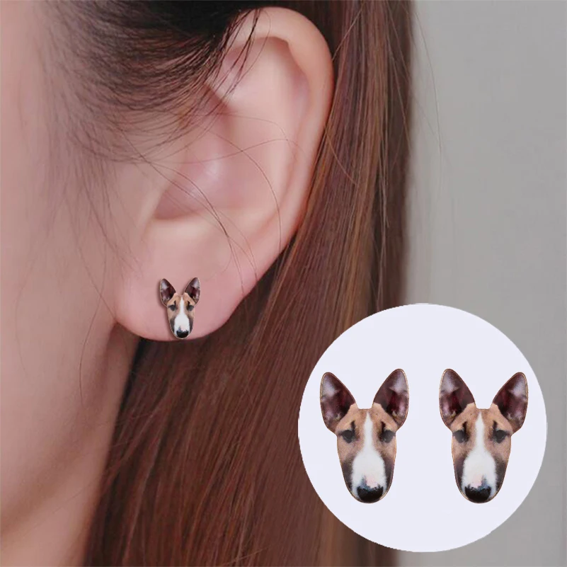 

Yiustar New Fashion Oil Animal English Bull Terrier Stud Earring Vintage Cute dog Stud earring brincos 2017 OED114