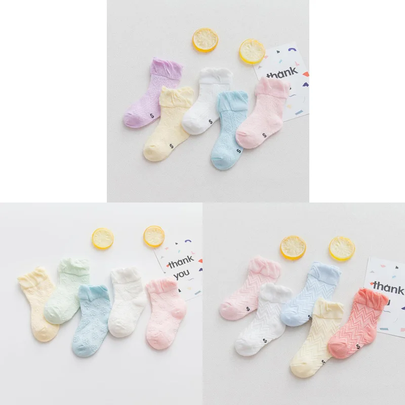 

5Pair/lot 2019 New mesh boys and girls socks thin summer cotton baby children socks