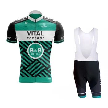 

2019 pro tour team vital green cycling jersey set Bicycle maillot breathable MTB quick dry bike clothing Ropa ciclismo gel pad