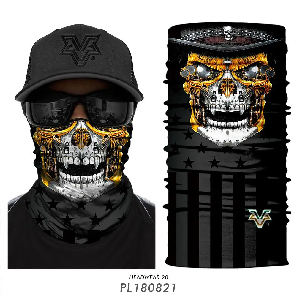 Motorcycle Skull Neck Gaiter Outdoors Hip-Hop Face Shield Cycling Tube Buffs Magic Bandana Face Shield Hiking Scarves Balaclava