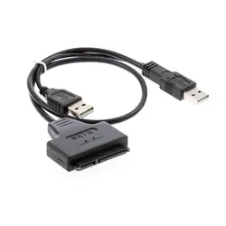 Черный свет Pin Кабель-адаптер USB 2,0 на SATA 7 + 15 Pin 22 для 2,5 "HDD жесткий диск диск с USB Мощность кабель магазине оптовая продажа
