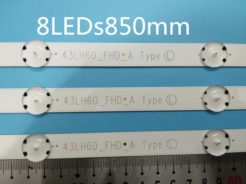 (Новый комплект) 3 шт. 8 светодиодный 850 мм Светодиодная лента для подсветки LG HC430DGN