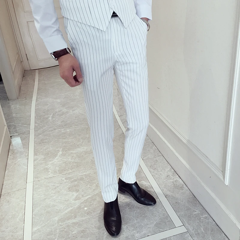 white pinstripe pants men