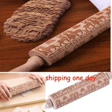 4 стиля Рождественская тисненая Скалка деревянная Выгравированная скалка для выпечки печенье, бисквитный торт тесто ролик олень; Снежинка