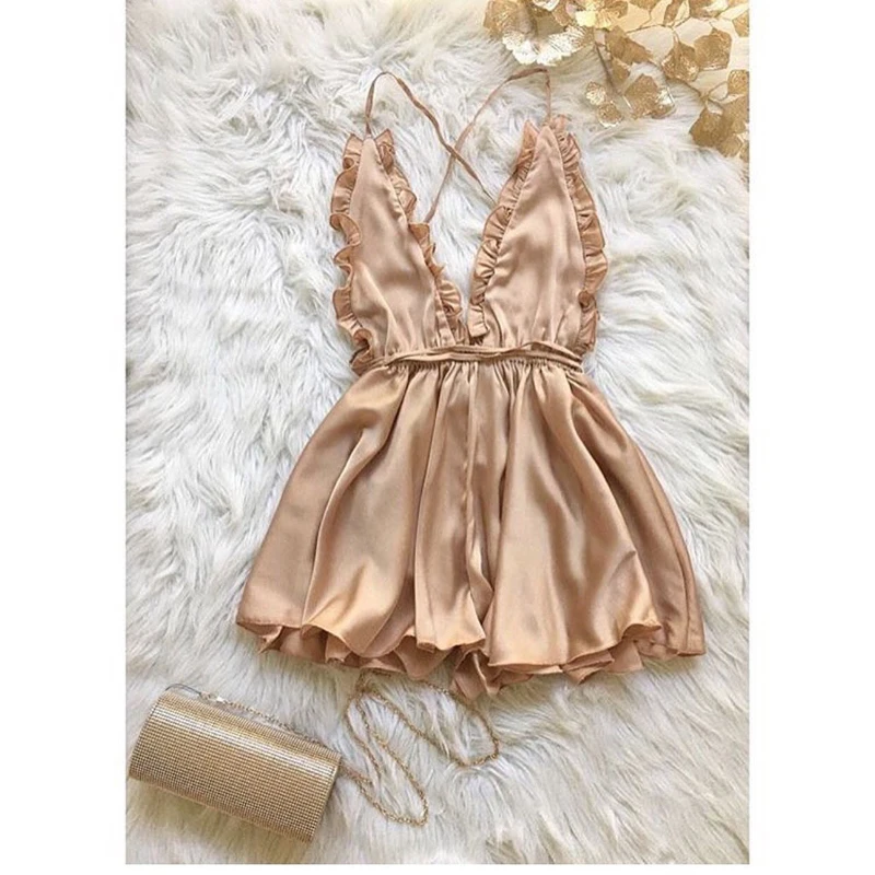 pink silk playsuit