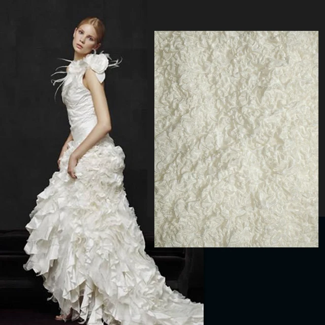 blanco natural de seda arrugado vestido de novia telas seersucker en