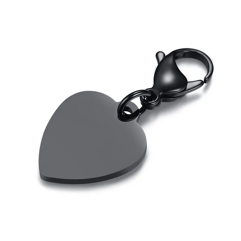 Vnox, настраиваемый простой брелок в форме сердца, антиаллергенный брелок из нержавеющей стали с застежкой-лобстером - Цвет: Blank Black