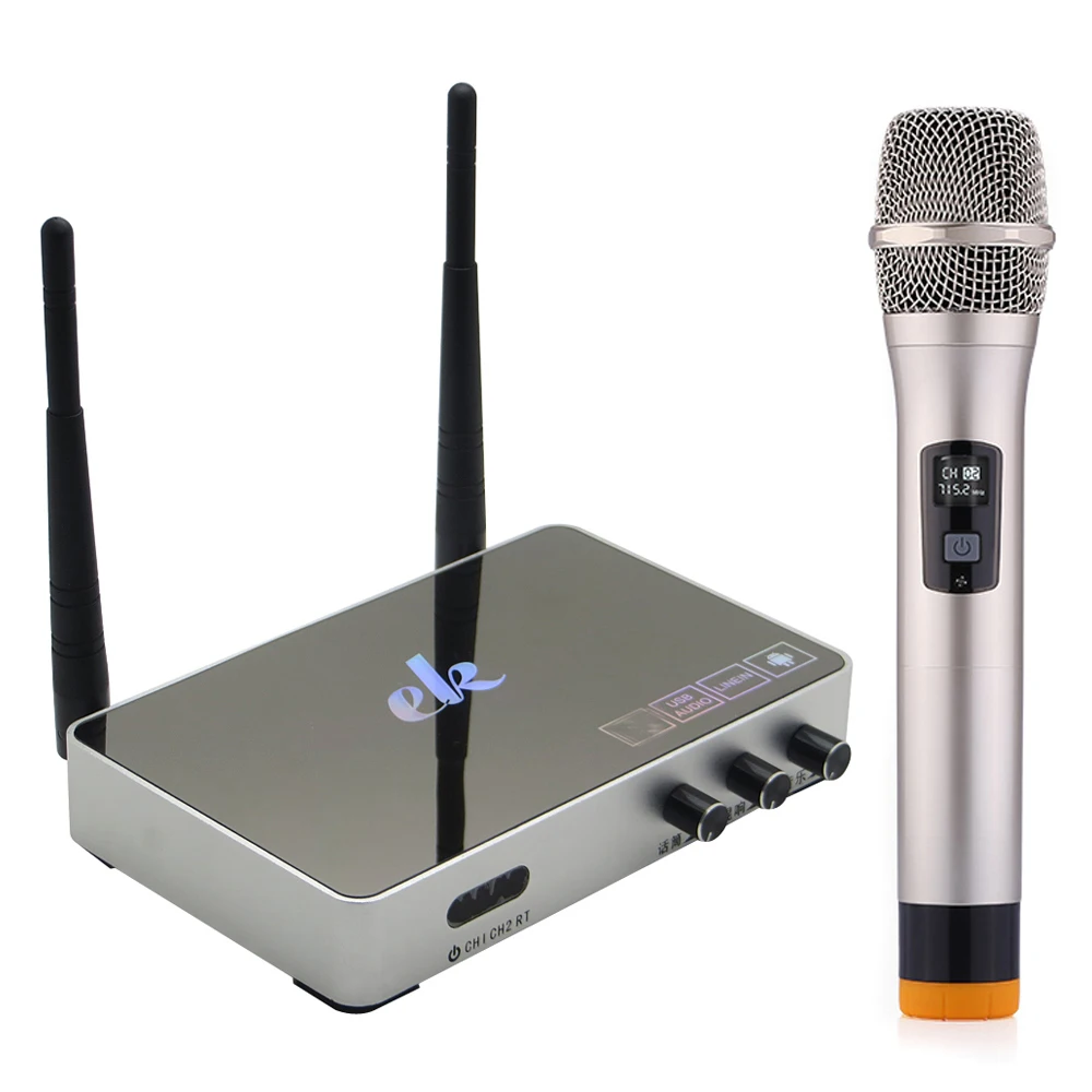 K5 Wireless 4.0 PC Home KTV Mini Karaoke Echo System Singing Machine Box Karaoke Player + 2 Wireless UHF Microphone