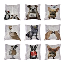 Fundas de cojín para el hogar blancas para perros con taza de té Pugs de periódico Vintage abstracto, decoración para mantener la calma y abrazar A un Bulldog, fundas de almohada de piel de melocotón