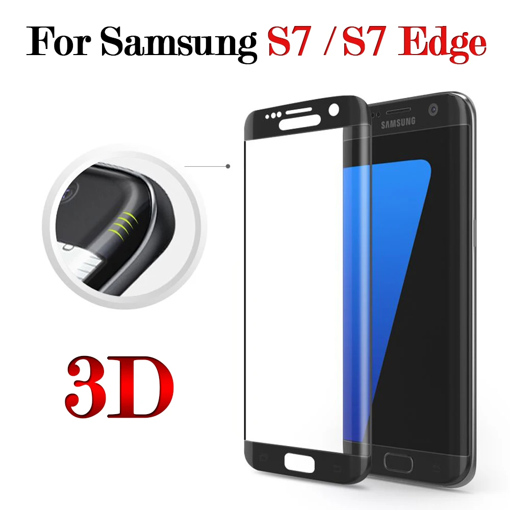 Защитное стекло 3D для Samsung S7 Edge закаленное Galaxy S7edge S 7 защита экрана 3 D изогнутая