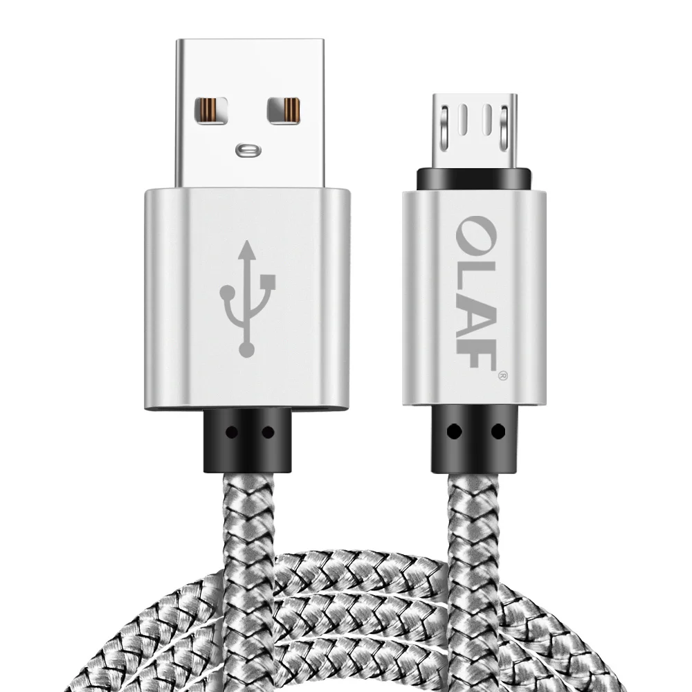 Олаф микро USB кабель Быстрая зарядка кабель для huawei для Xiaomi для samsung Andriod Microusb мобильный телефон USB кабель для передачи данных - Цвет: Sliver