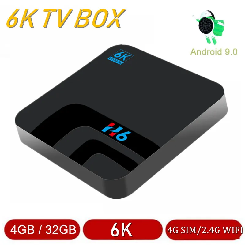 6K Android 9,0 Smart Tv Box Allwinner H6 4g Ram 32g Rom телеприставка 3D H.265 Wifi 4G SIM USB 3,0 hbo netflix Tv box Android 9,0