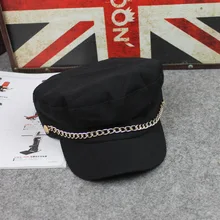 Корейская Военная Кепка, осенне-зимняя хлопковая шерстяная шапка с цепочкой, кружевные женские военные шапки, армейская Женская кепка, уличная спортивная повседневная Кепка