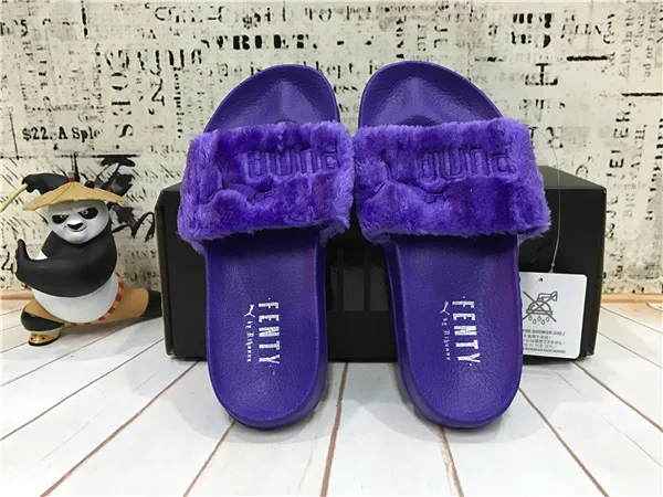 2018 Puma Rihanna Fenty co новый бренд puma плюшевые тапочки macarons фиолетовый женская обувь