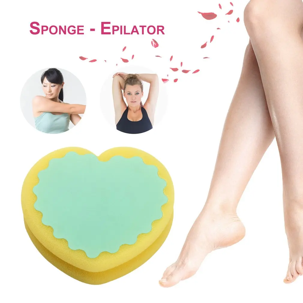 

2018 Heart Shape Painless Hair Removal Depilation Sponge Double-sided Pad Waxing Polishing Face Arm Leg Hair Removal Tool