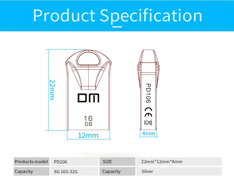 DM PD106 металлический 8 ГБ 16 ГБ 32 ГБ флеш-накопитель для хранения мини USB флеш-накопителя автомобиля