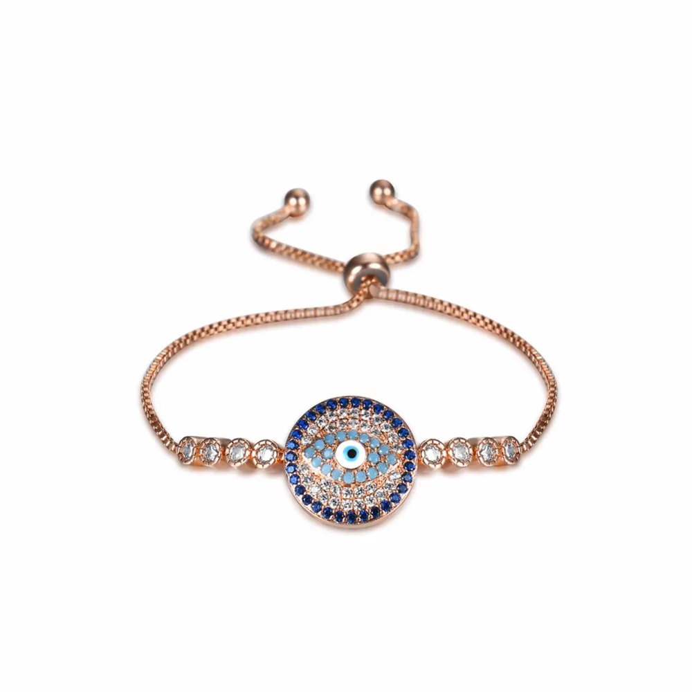 Turkish Jewelry Copper Bracelet Turkey Evil Eye Rhinestone AAA Zircon