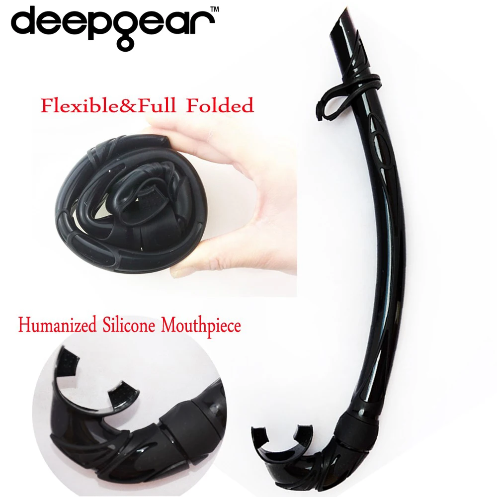 

DEEPGEAR 100% liquid flexable silicone snorkel for adult freediving spearfishing Top diving and swimming snorkel diving snorkel