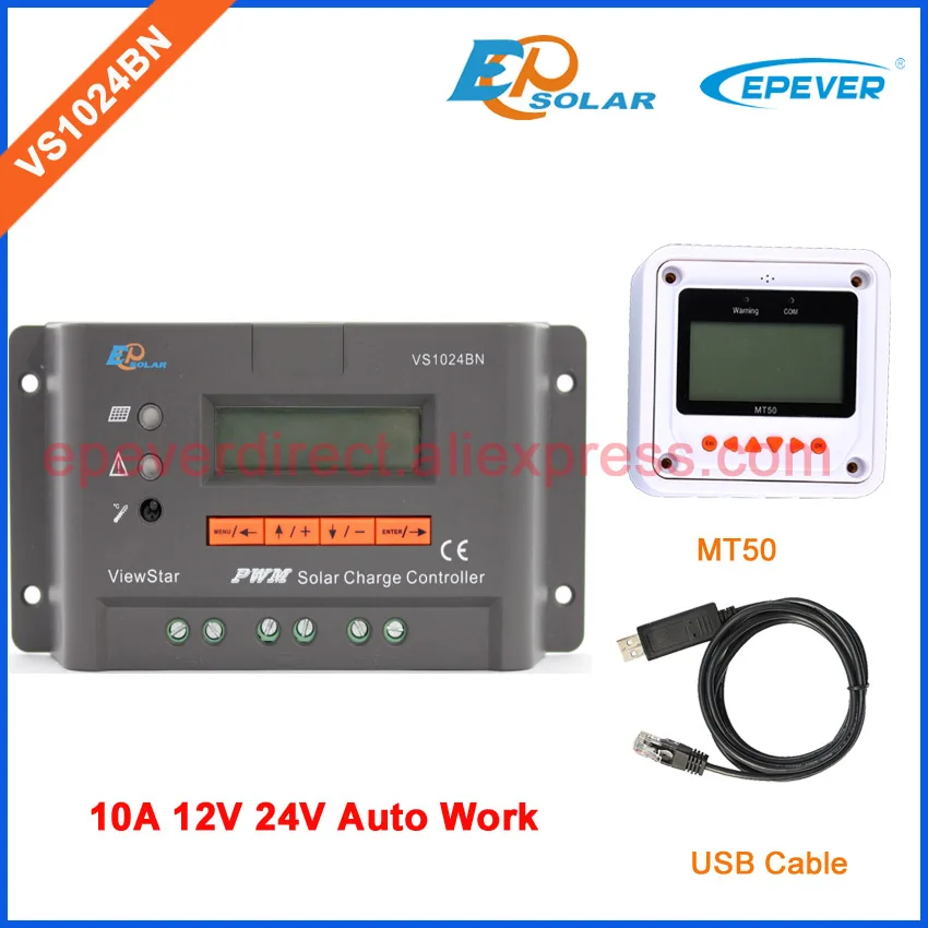 

VS1024BN New seires PWM controller for solar battery system use 12V 24V auto type solar regulator EPEVER with USB cable and MT50