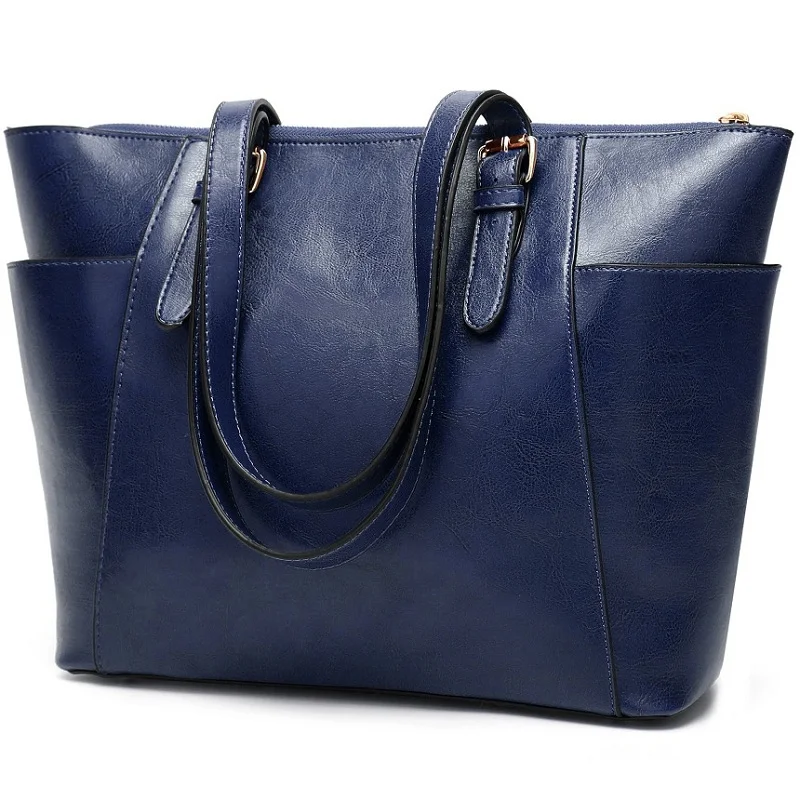 Кожаные вместительные сумки, роскошные сумки, женские сумки, дизайнерские сумки, высокое качество, сумки через плечо для женщин, сумка на плечо, сумка для основной сумки N412 - Цвет: Синий