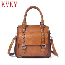 2016 Autumn Winter Vintage Fashion Rivet Tote Bags High Quality Women Leather Handbags Multifunctional Shoulder Crossbody Bags