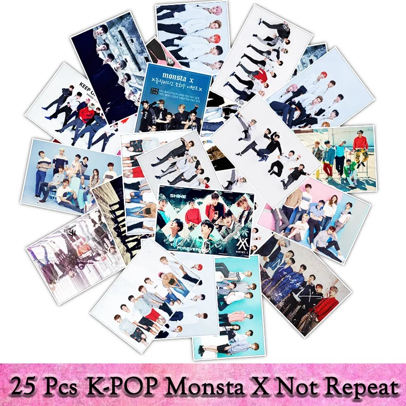 

25Pcs K-pop Monsta X Stickers Graffiti Stickers For Motorcycle Car Luggage Cool Laptop Skateboard Sticker Music Room Wall Decor