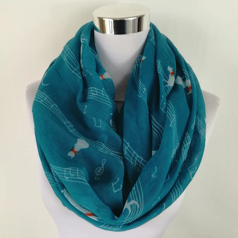 Темно-синий с принтом музыкальных нот, зимний шарф-хомут Для женщин музыка шали и шарфы bufandas mujer echarpes