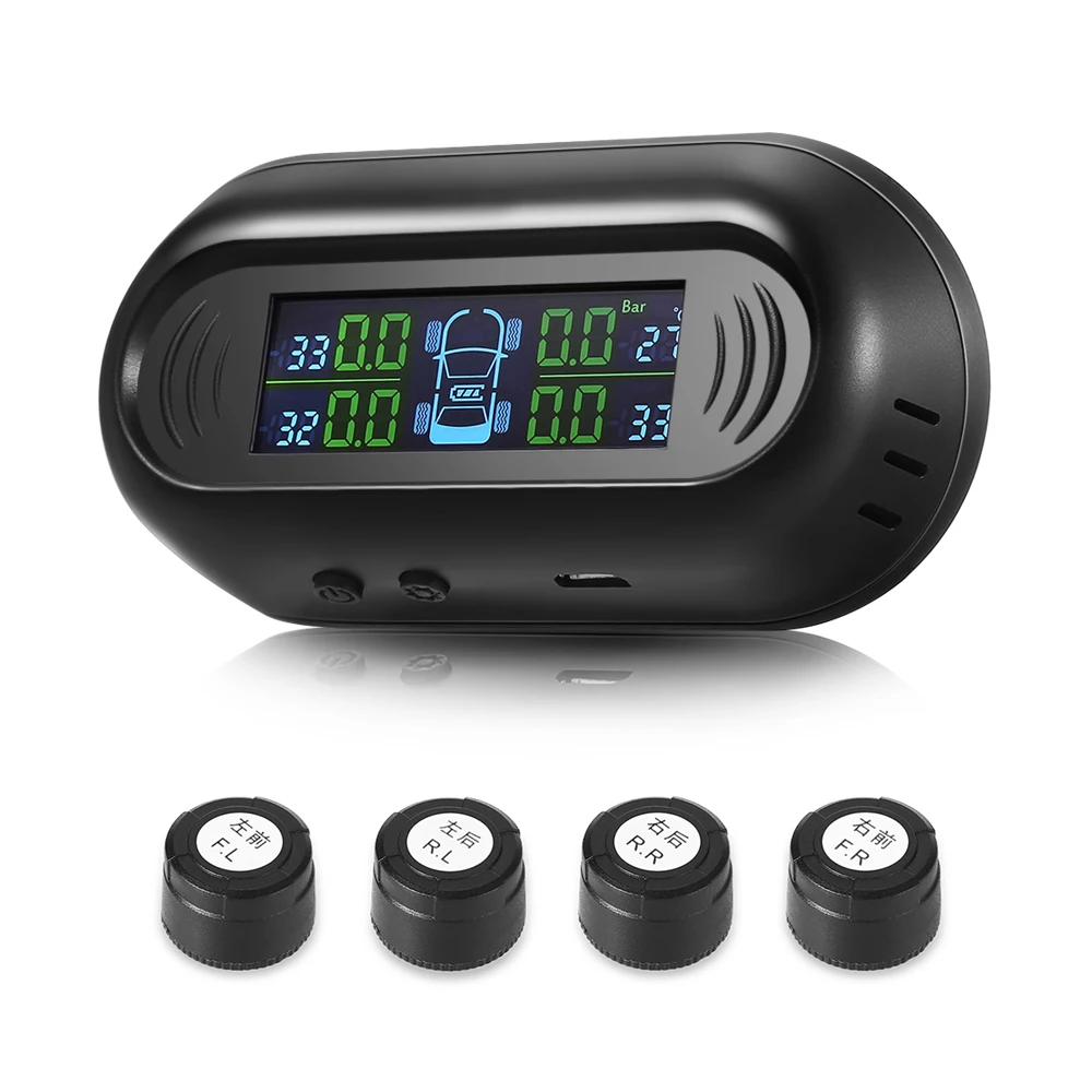 

G50 TPMS Solar Powered Car Tire Pressure LCD Screen Display Monitor System Gauge Tester 4 External Sensors
