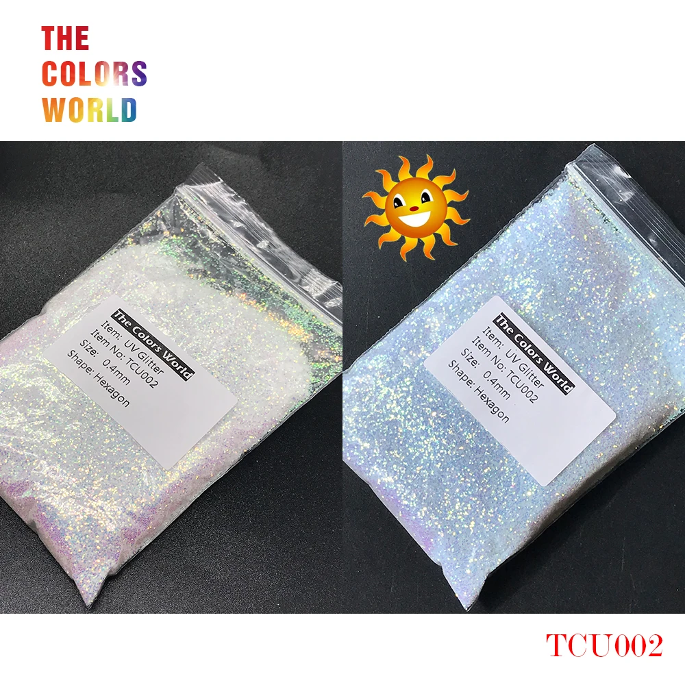 TCT-202 UV Glitter ultraviolet Light Hexagon Shape 0.4MM Nail Glitter Nail Decorations Nail Gel Makeup Facepaint DIY Accessorie
