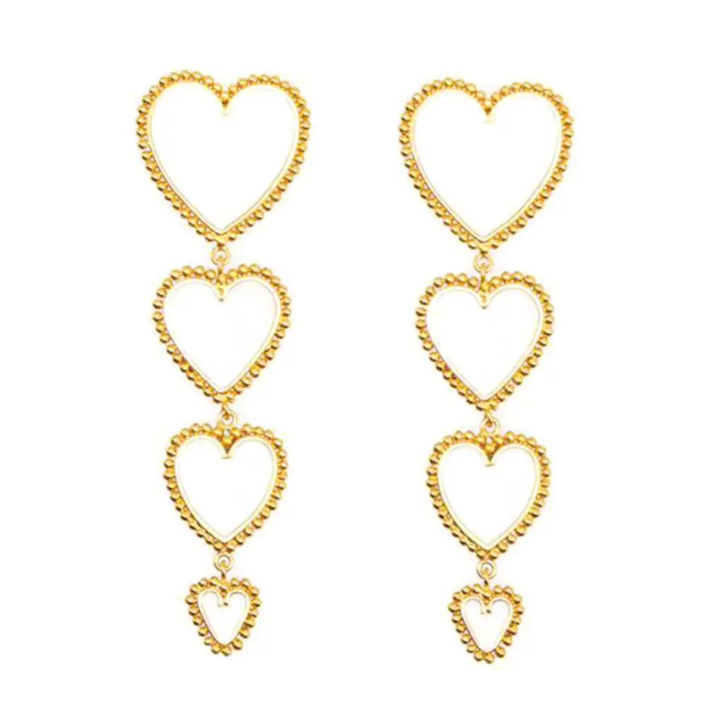 

Sweet Women Multiple Love Heart Long Dangle Statement Earrings Party Jewelry new