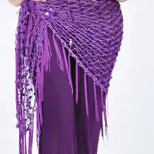 1 шт./лот,, Женский треугольный платок для танца живота, набедренный шарф, Одежда для танцев, Одноцветный шарф с блестками