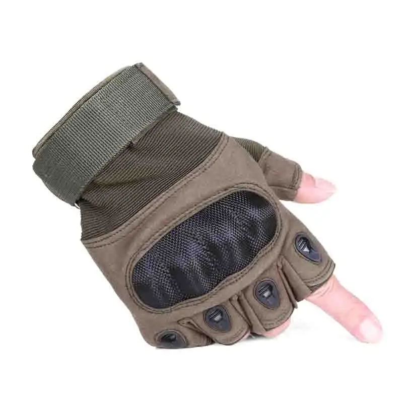 Мужские перчатки на половину пальца армейские военные тактические перчатки для мотоцикла велосипеда черные кожаные перчатки для стрельбы тактические перчатки - Цвет: Green