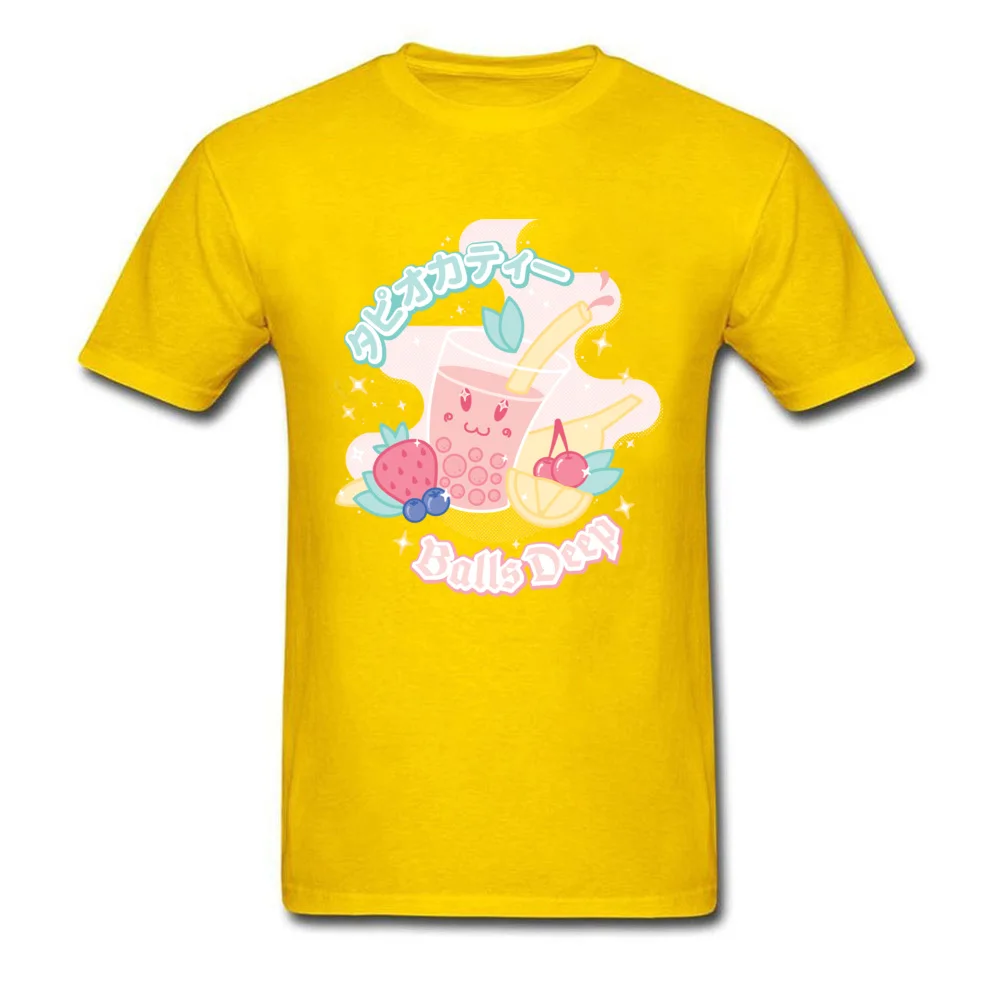 T Shirt Bubble Tea Summer/Autumn Funny Hip hop Short Sleeve 100% Cotton Crew Neck Mens T Shirt Hip hop Tops & Tees Bubble Tea yellow