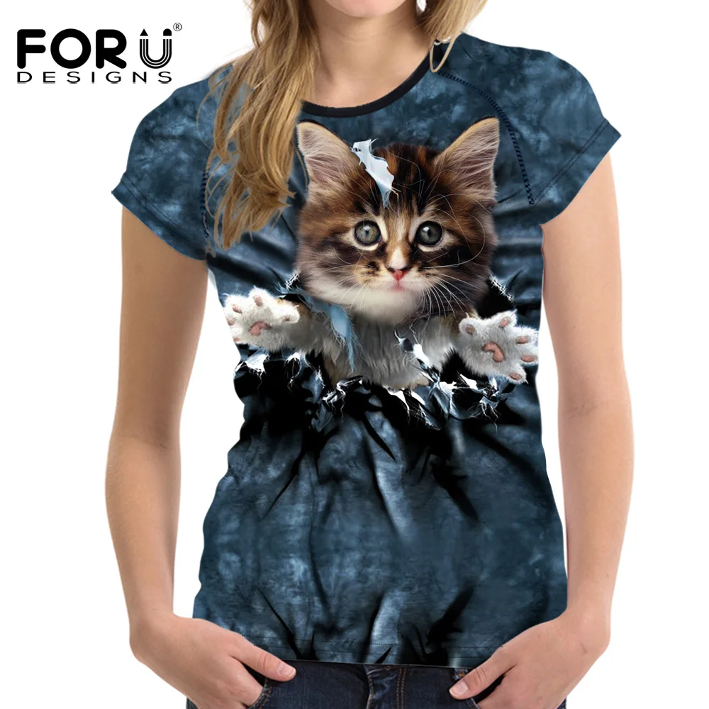 FORUDESIGNS/женские укороченные топы летняя футболка милые женские футболки с