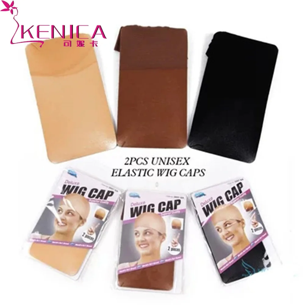 Kenica Hair Good Quality Wig Cap Hairnets for Weave 2 Pieces/Pack Hair Wig Nets Stretch Mesh Wig Cap for Making Wigs Free Size