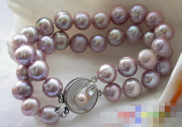 

01260 2ROW lavender ROUND FRESHWATER CULTURED PEARL BRACELET