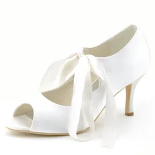 EP2078 Elfenbein Blau WEIß Satin Frauen Braut Bänder Peep Toe Pumps Partei Mary-Jane High Heels Hochzeit Brautschuhe