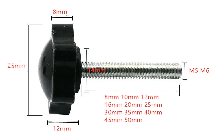 10 шт./лот M6 Звезда Винт Ручка машина болты и гайки ручка для промышленного оборудования аксессуары 10 мм-50 мм длина