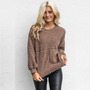 

Women's Long Sleeve Loose Winter Warm Lambswool Sweater Casual Jumper Pullover Tops Winter Woman Sweater Knitting