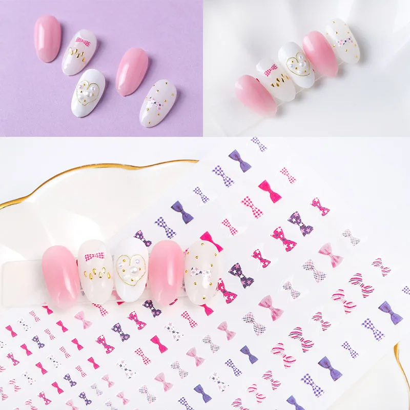 

1 Sheet colorful Nail Stickers Mix size Bow shape Adhesive Sticker DIY Manicure Nail Art Decorations Z0107