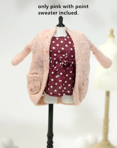 Blyth кардиган свитер для шарнирной куклы свитера для кукл Azone вязаная кукла одежда(Fit blyth, pullip, momomko, azone, JerryB, BJD - Цвет: pink with point