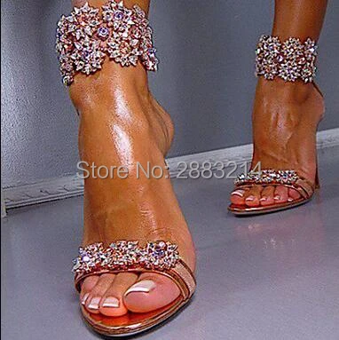 multicolor rhinestone heels